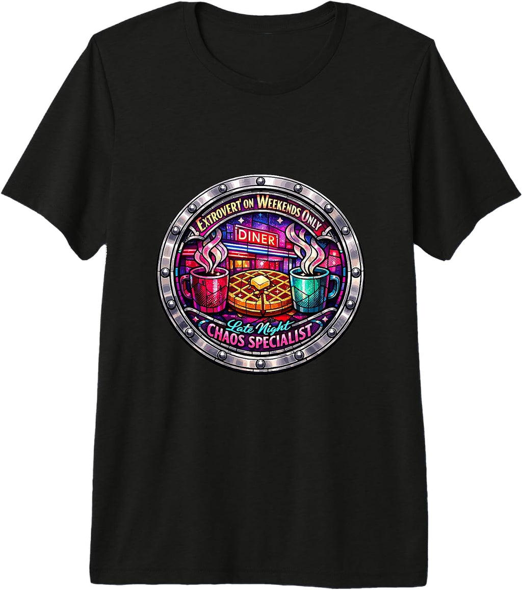 Extrovert Weekends Diner Coffee Chaos Retro - Adult & Kids T-Shirts, Sweatshirts & Hoodies apparel design preview 1