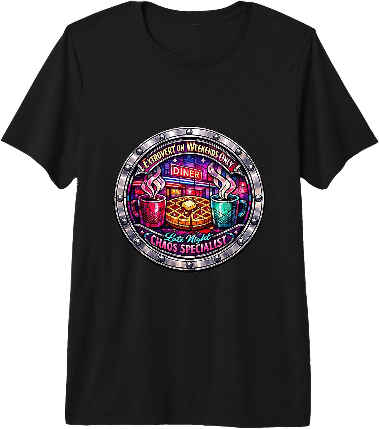 Extrovert Weekends Diner Coffee Chaos Retro - Adult & Kids T-Shirts, Sweatshirts & Hoodies apparel design preview 1