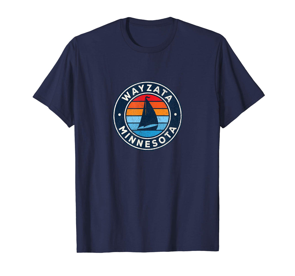 Wayzata Minnesota Mn Sailboat 70S T-Shirt - Fun Novelty Design Men Women - T-Shirt, Sweatshirt, Hoodie