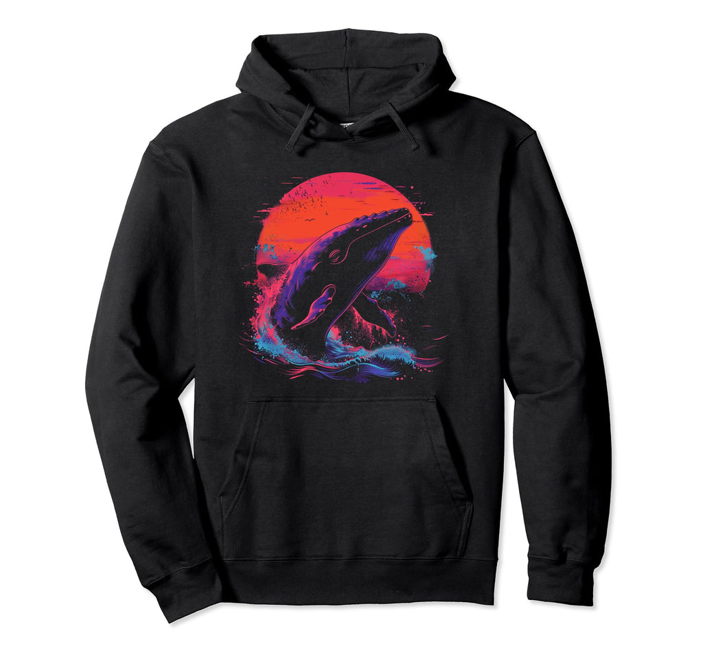 Whale Vaporwave Aesthetic Synthwave Hoodie - Streetwear Style Men Women - T-Shirt, Sweatshirt, Hoodie