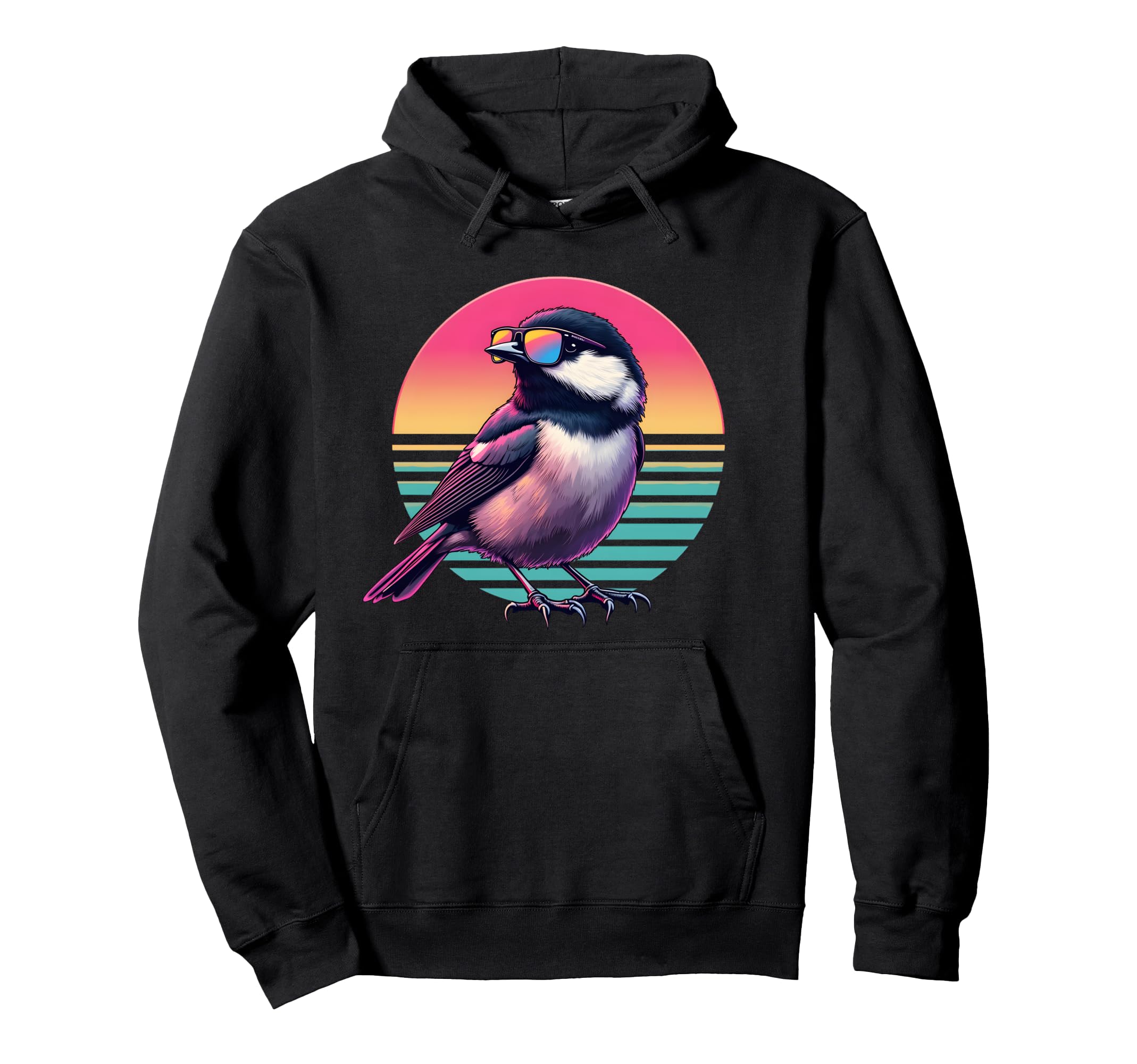 Black Capped Chickadee Bird Sunglasses Hoodie - Minimalist Print Unisex - T-Shirt, Sweatshirt, Hoodie