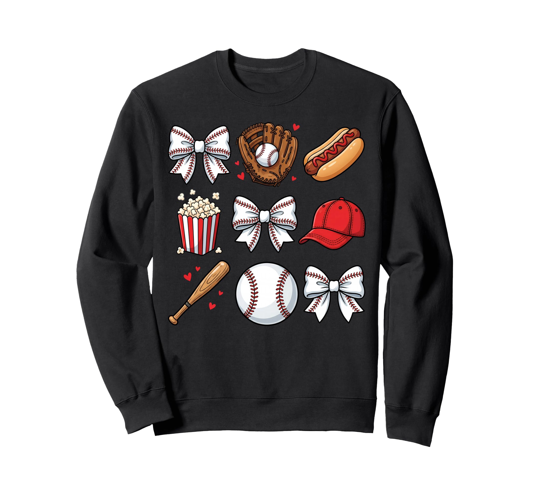 Baseball Coquette Bow Baseball Cheer Mom Sweatshirt - Unique Graphic Unisex - T-Shirt, Sweatshirt, Hoodie