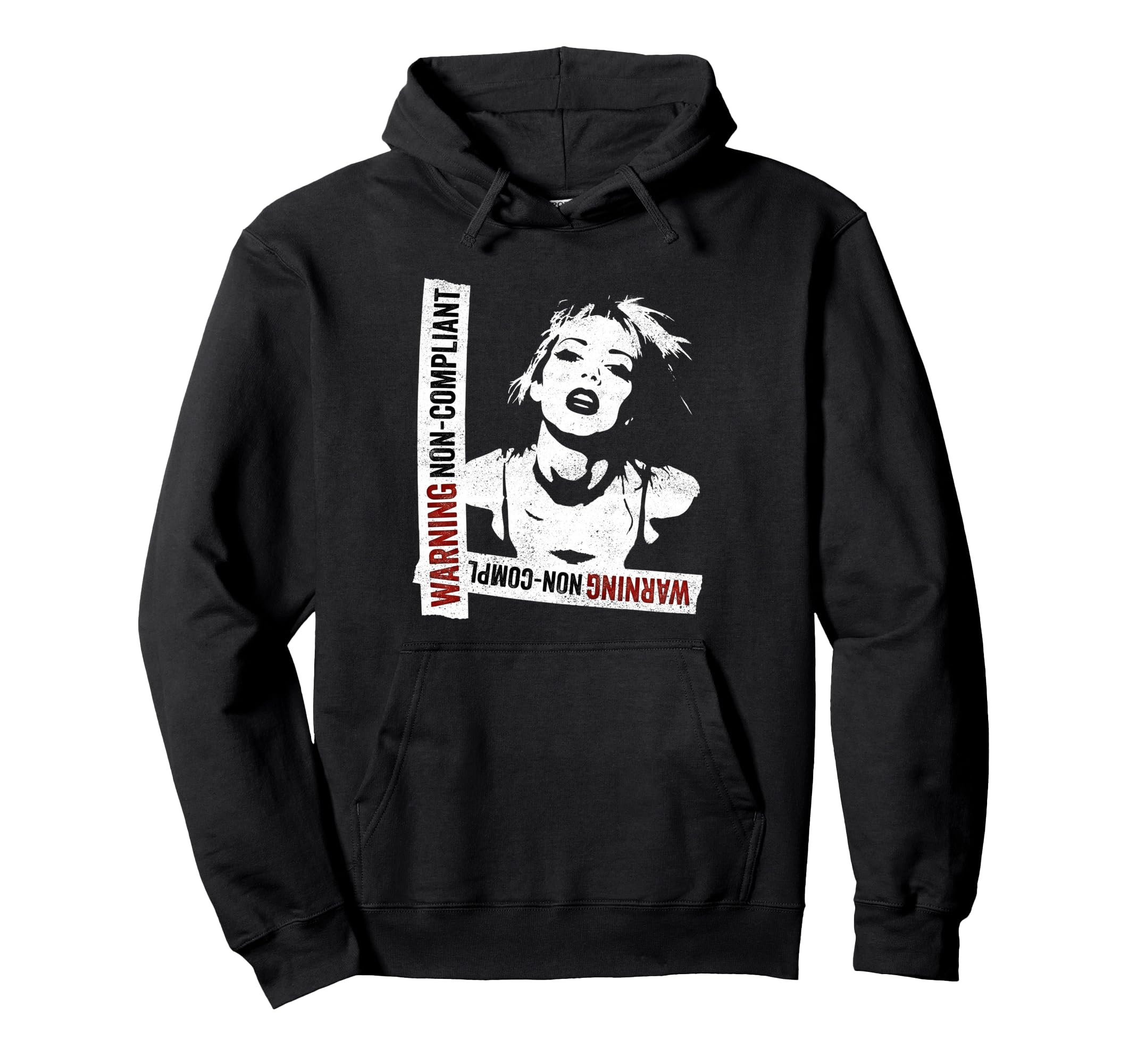 Punk 90S Grunge Stencil Distressed Hoodie - Minimalist Print Unisex - T-Shirt, Sweatshirt, Hoodie