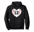Baseball Heart Player 12 Baseball Hoodie - Fun Novelty Design for Adults - T-Shirt, Sweatshirt, Hoodie