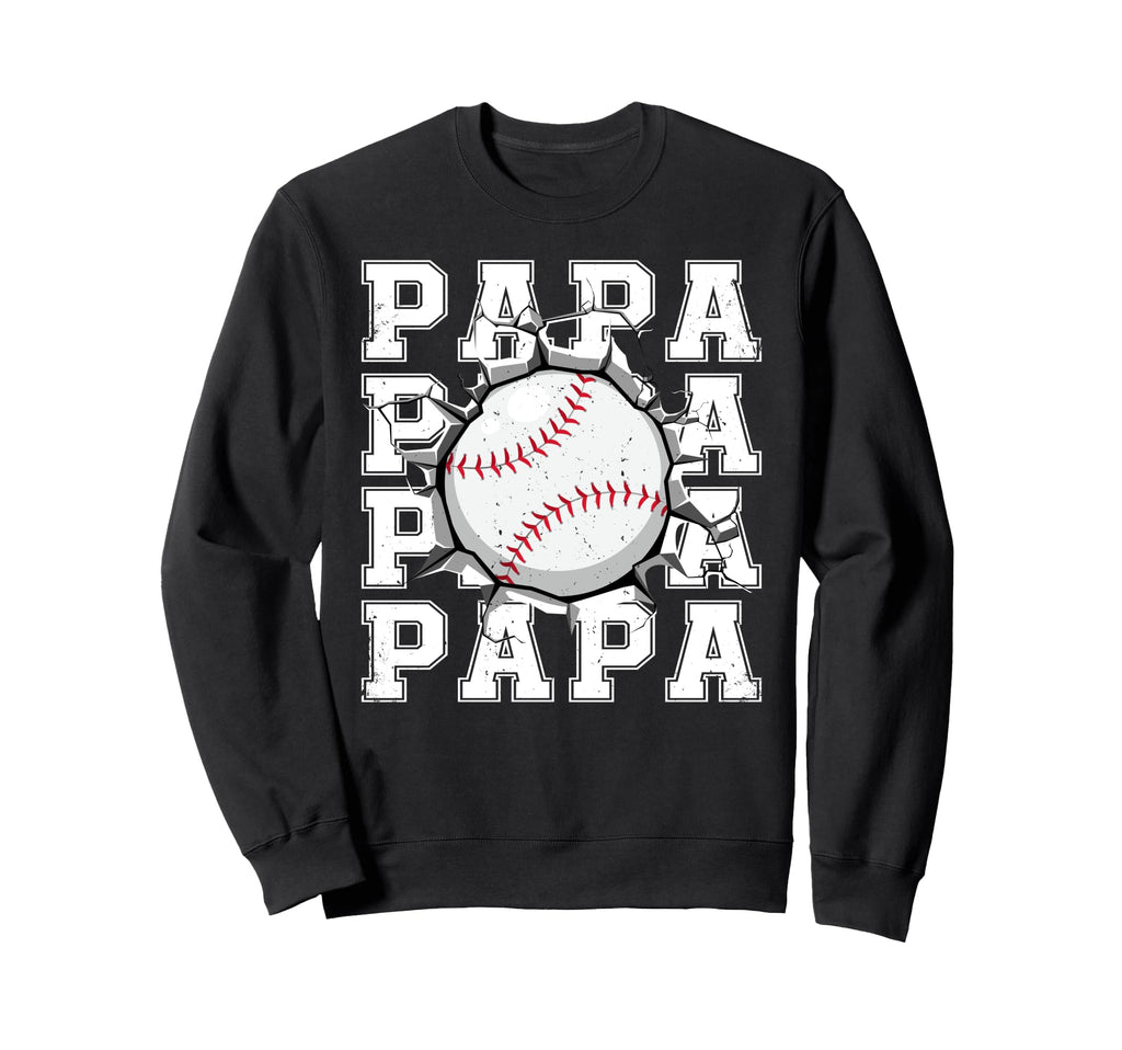 Baseball Papa Cracked Wall Family Sweatshirt - Unique Graphic Men Women - T-Shirt, Sweatshirt, Hoodie