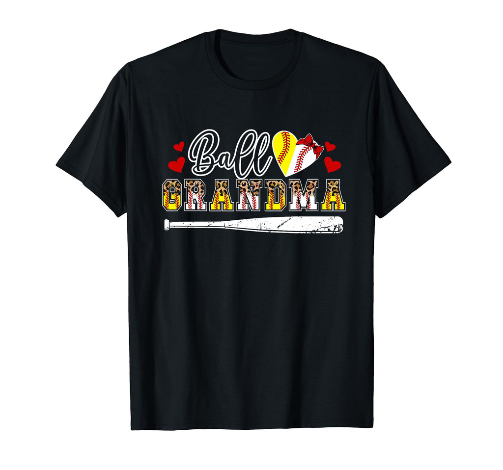 Ball Grandma Leopard Baseball T-Shirt - Fun Novelty Design Men Women - T-Shirt, Sweatshirt, Hoodie