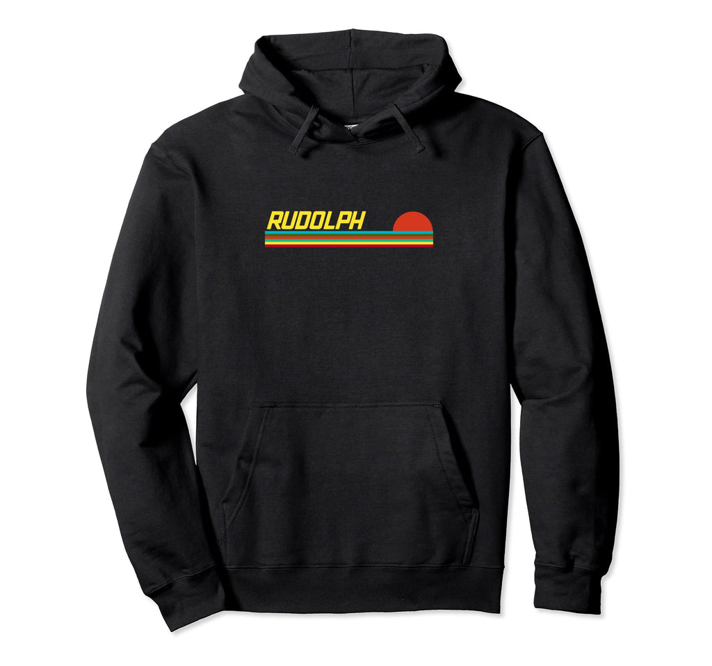 Rudolph First Name Logo Sunset Surfer Hoodie - Unique Graphic Men Women - T-Shirt, Sweatshirt, Hoodie