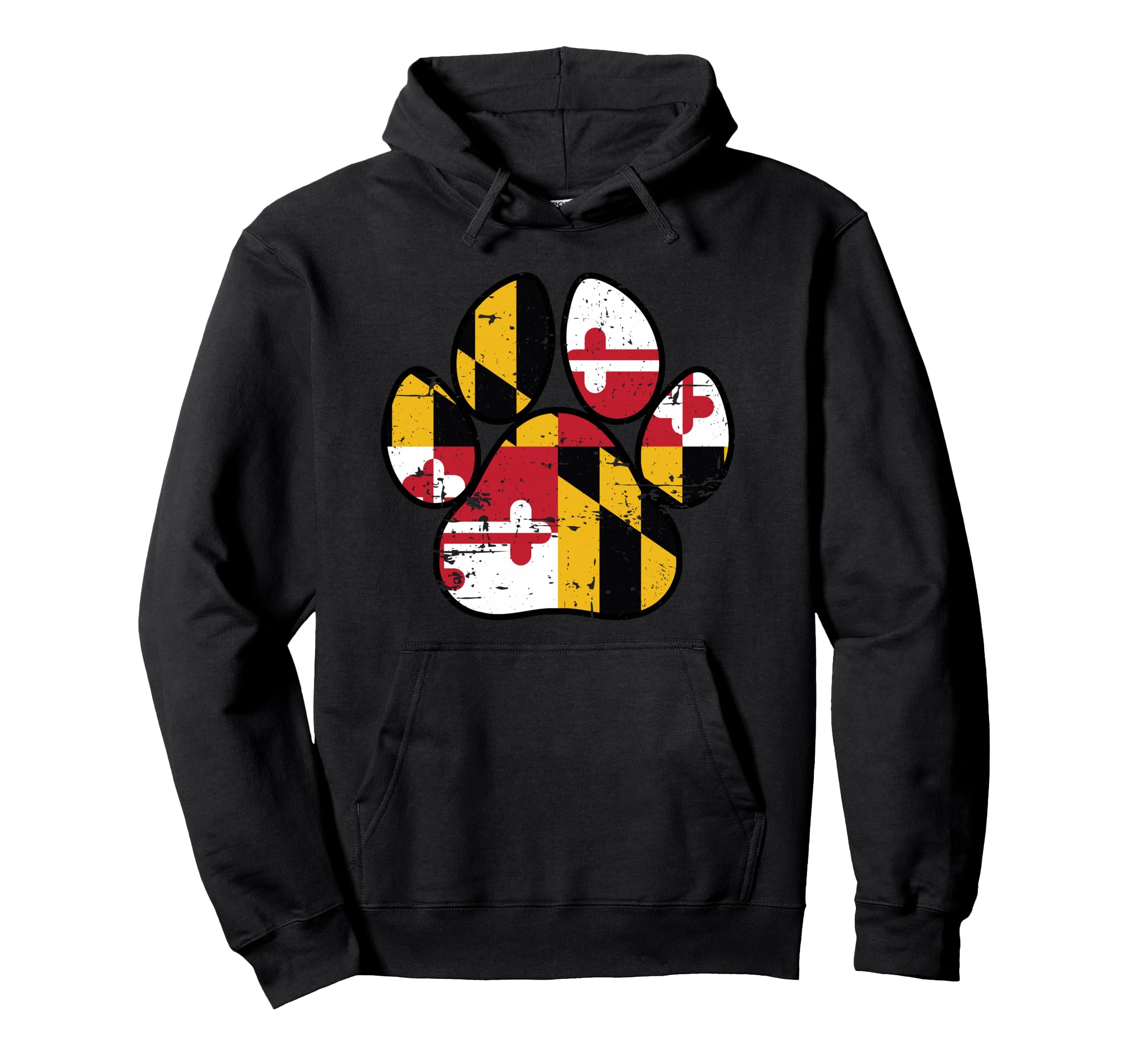 Maryland Flag Theme Animal Paw Hoodie - Streetwear Style Men Women - T-Shirt, Sweatshirt, Hoodie