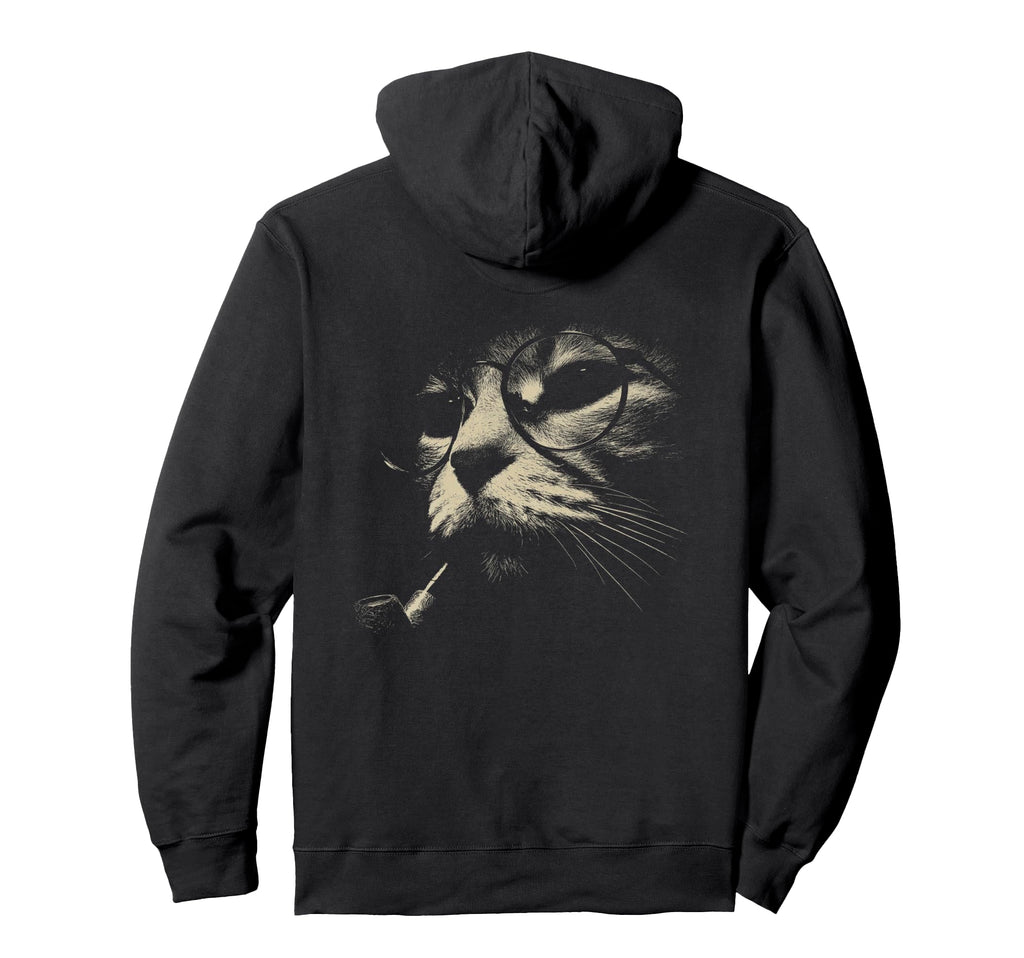 Cat Smoking Pipe Glasses Grunge Meme Hoodie - Fun Novelty Design Unisex - T-Shirt, Sweatshirt, Hoodie