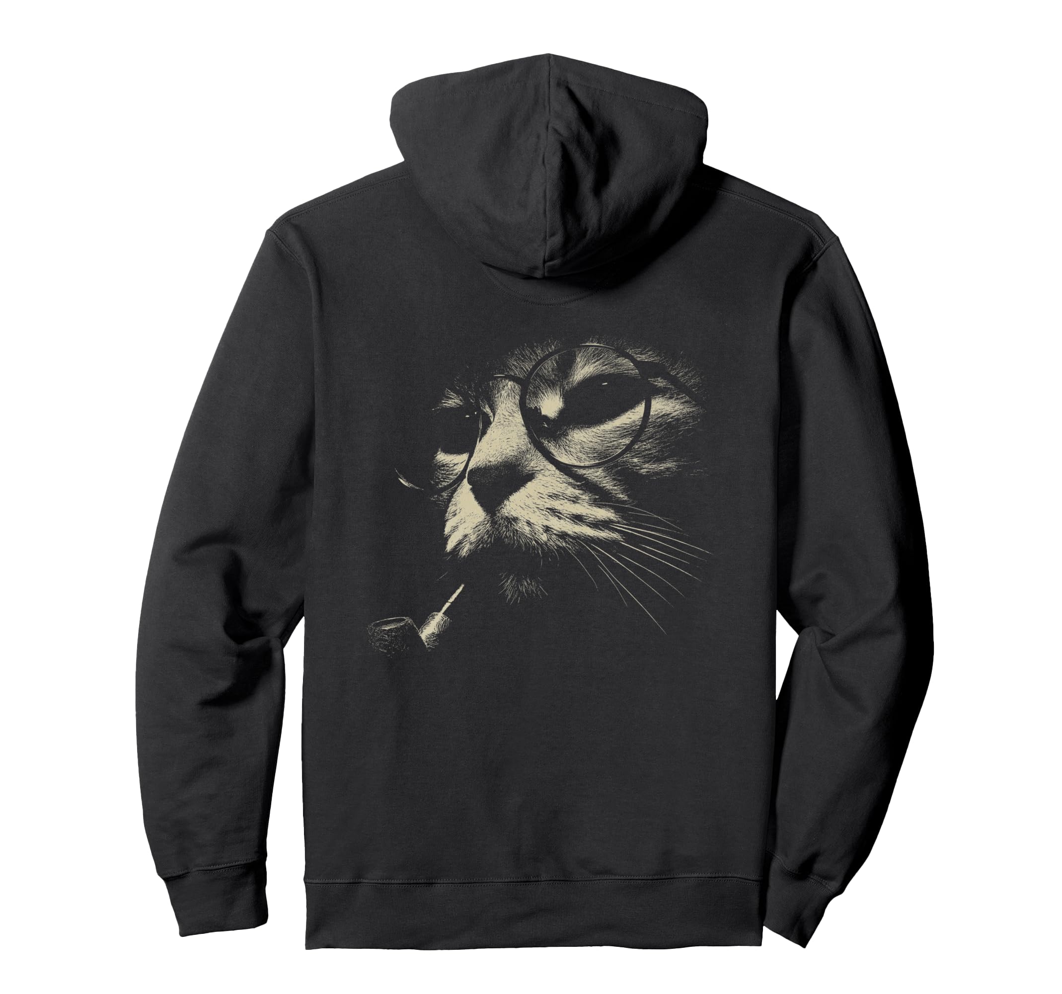 Cat Smoking Pipe Glasses Grunge Meme Hoodie - Fun Novelty Design Unisex - T-Shirt, Sweatshirt, Hoodie
