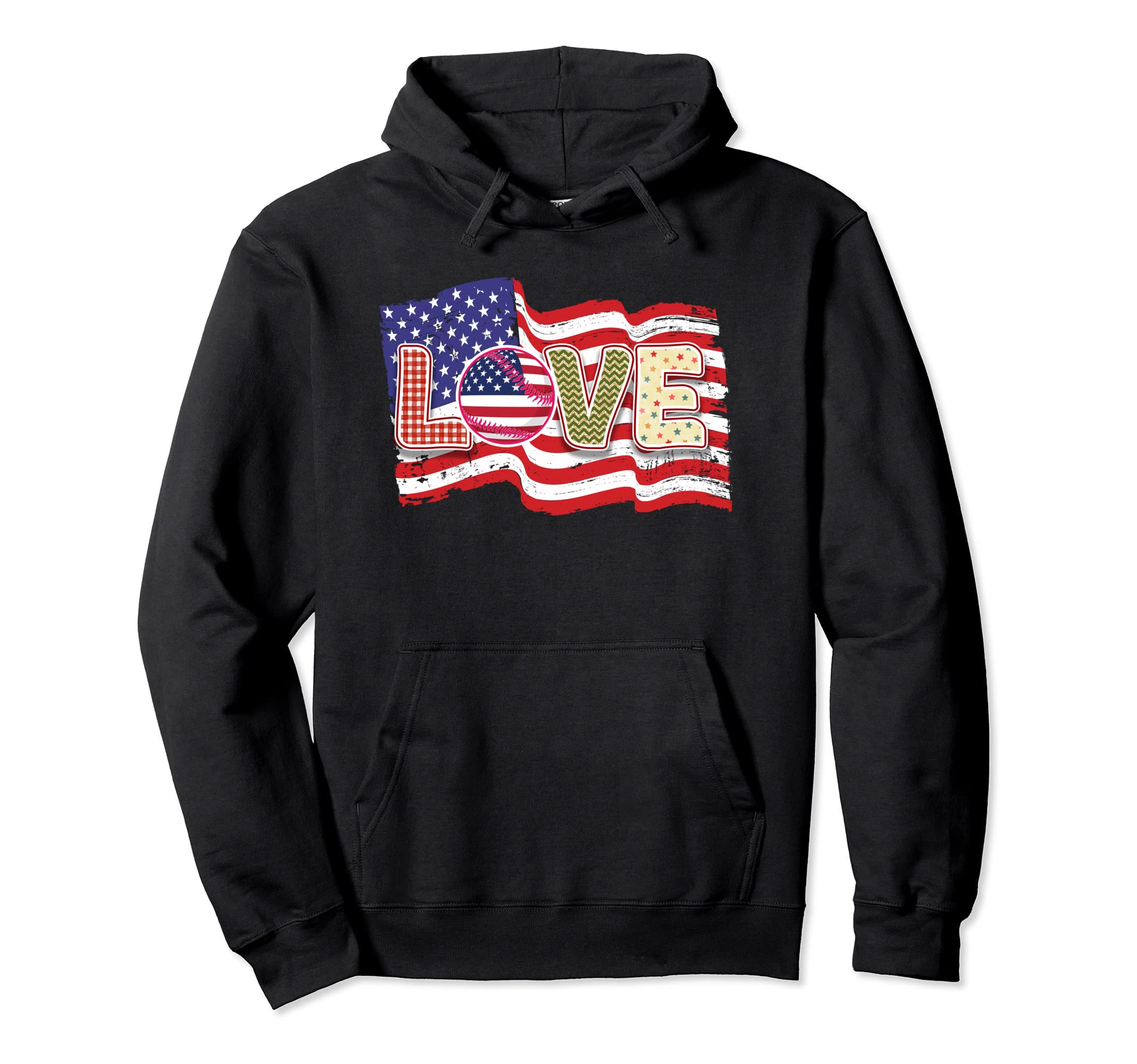 Funny Baseball Patriotic Us Flag Baseball Hoodie - Minimalist Print Unisex - T-Shirt, Sweatshirt, Hoodie