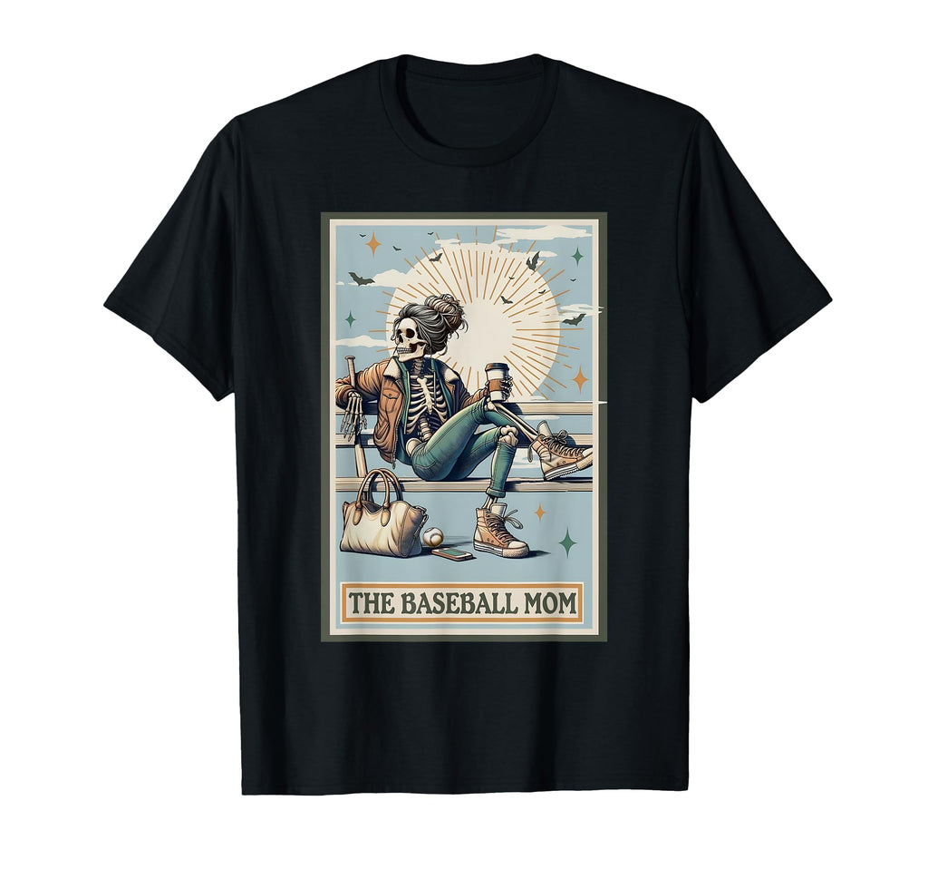 Baseball Mom Skeleton Tarot Card T-Shirt - Custom Art Print Men Women - T-Shirt, Sweatshirt, Hoodie