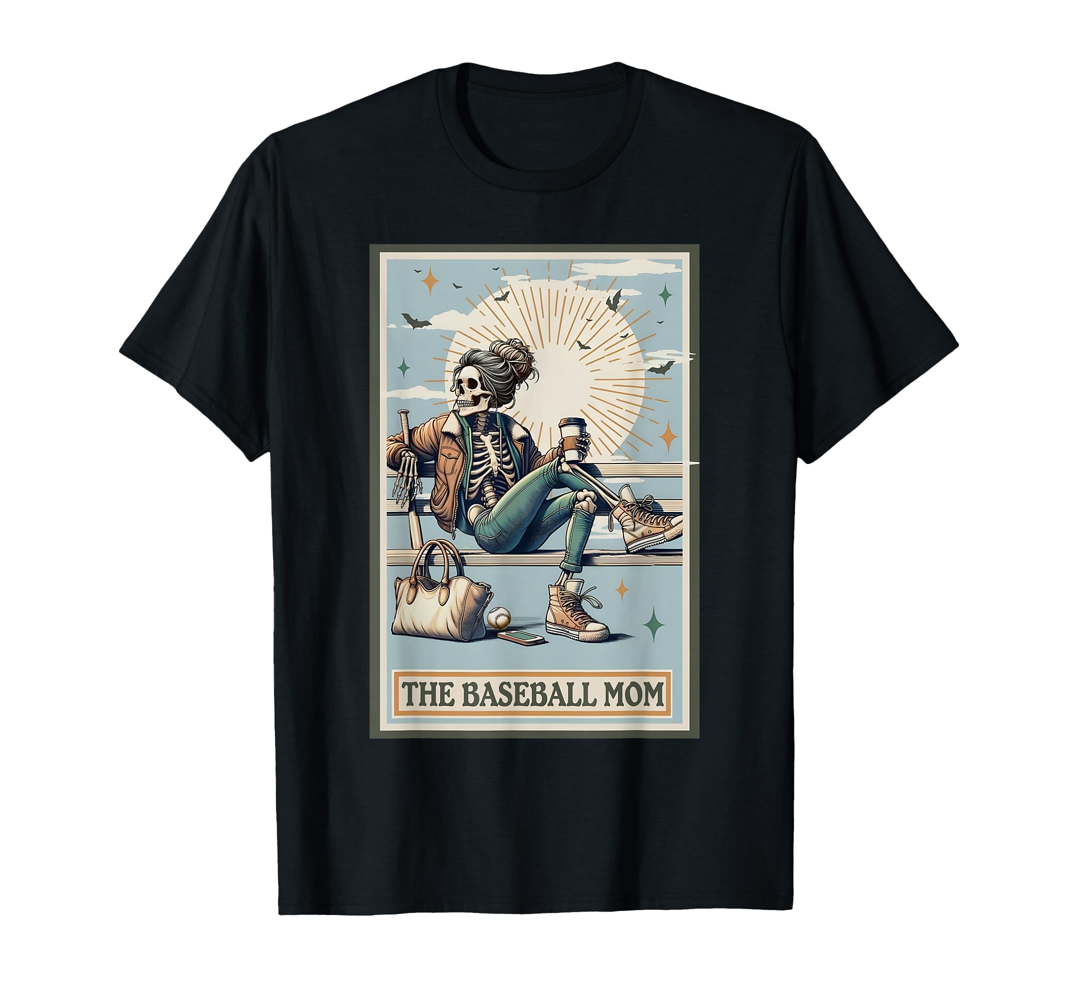 Baseball Mom Skeleton Tarot Card T-Shirt - Custom Art Print Men Women - T-Shirt, Sweatshirt, Hoodie