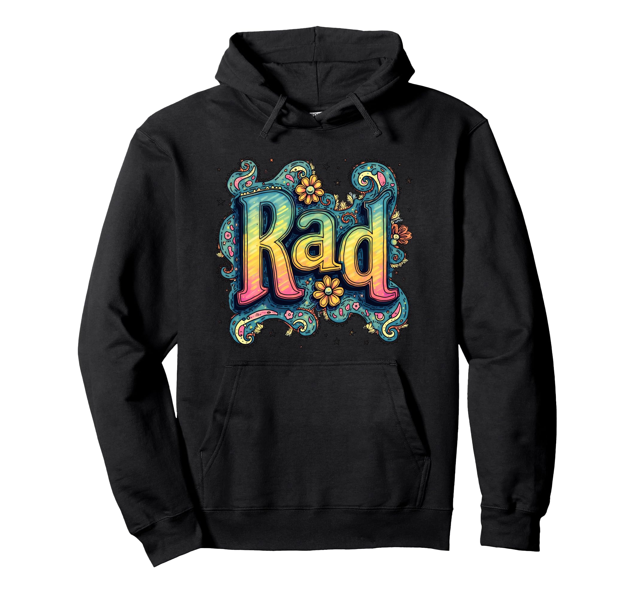 Rad Typography 70S Groovy Aesthetic Hoodie - Custom Art Print for Adults - T-Shirt, Sweatshirt, Hoodie