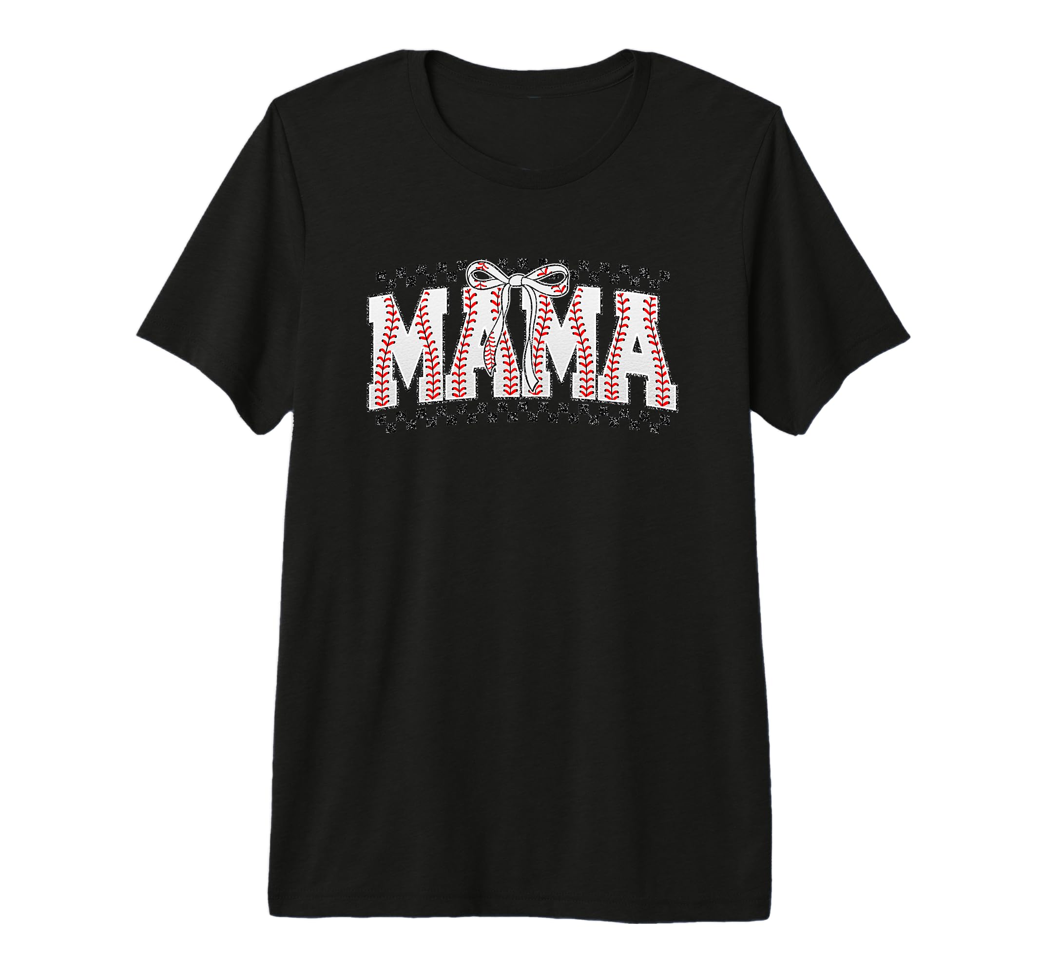 Mama Baseball Stitches Bow Sports Tri T-Shirt - Custom Art Print Men Women - T-Shirt, Sweatshirt, Hoodie