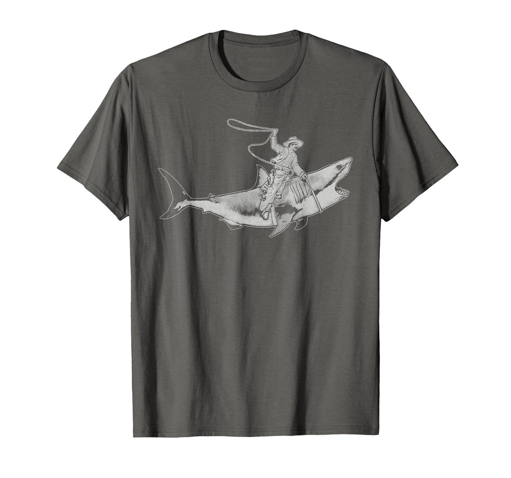 Shark Lover Rodeo Cowboy Riding T-Shirt - Fun Novelty Design Men Women - T-Shirt, Sweatshirt, Hoodie