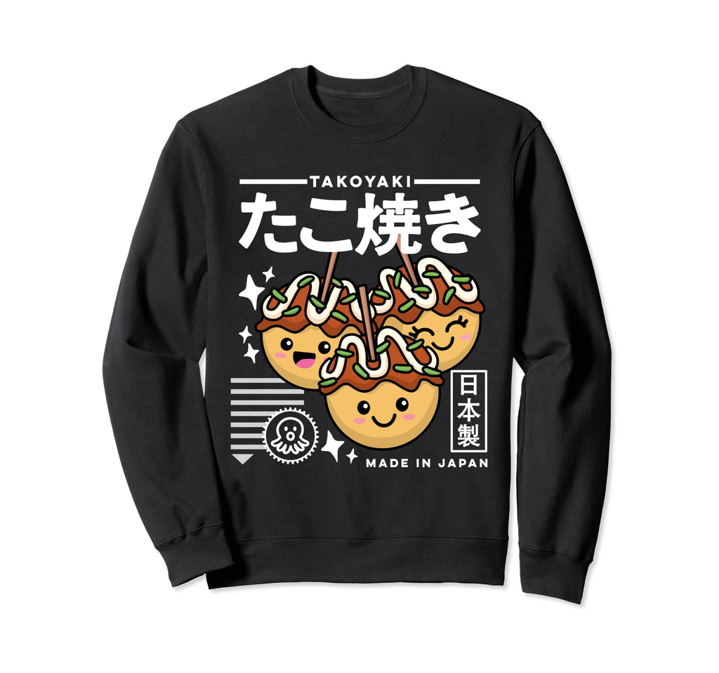 Kawaii Takoyaki Japanese Food Anime Sweatshirt - Graphic Print Men Women - T-Shirt, Sweatshirt, Hoodie