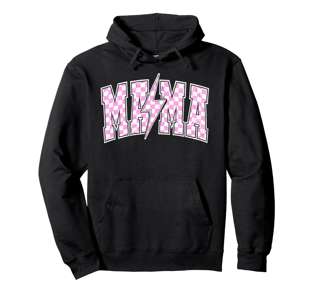 Mama Lightning Bolt Checkered Hoodie - Aesthetic Graphic for Adults - T-Shirt, Sweatshirt, Hoodie