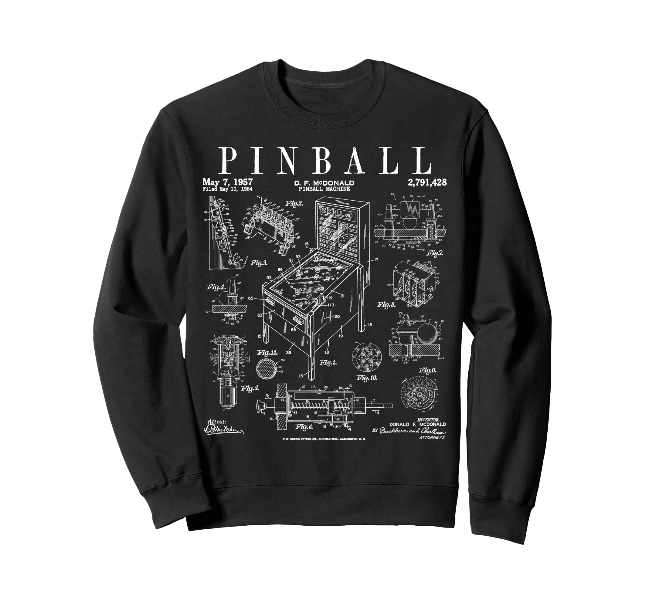 Pinball Arcade Gaming Machine Sweatshirt - Novelty Apparel for Adults - T-Shirt, Sweatshirt, Hoodie