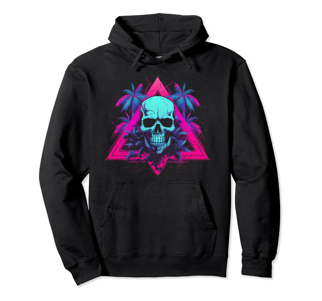 Skull Vaporwave Retrowave Aesthetic Hoodie - Casual Everyday Wear Unisex - T-Shirt, Sweatshirt, Hoodie