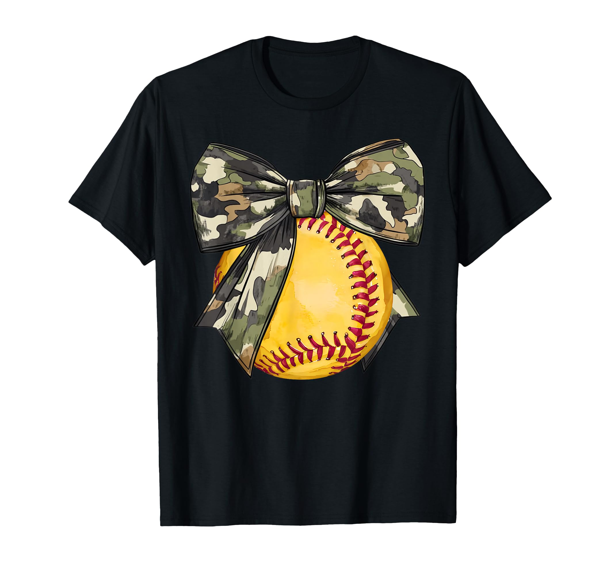 Camouflage Coquette Bow Softball T-Shirt - Casual Everyday Wear Unisex - T-Shirt, Sweatshirt, Hoodie