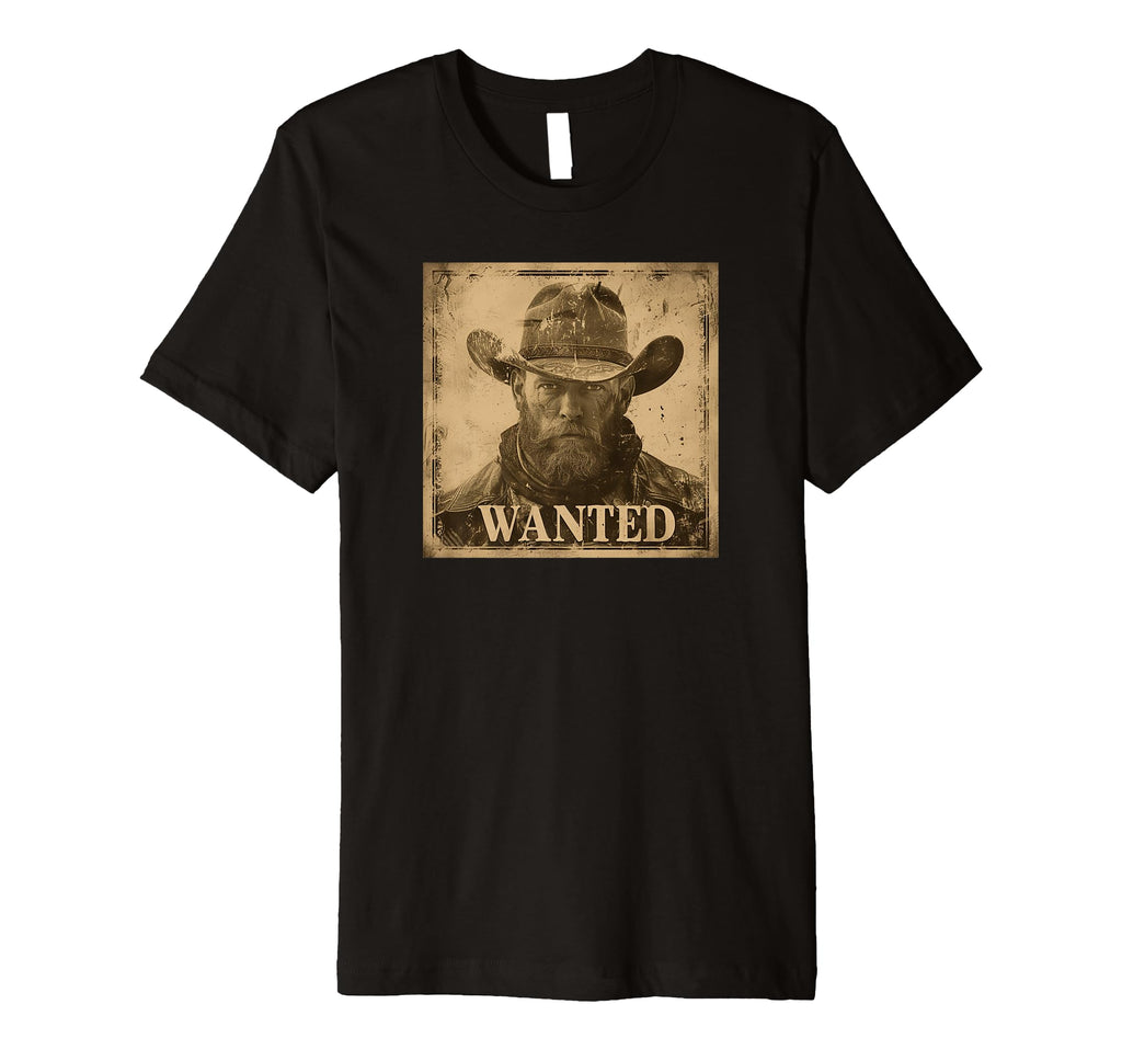 Wanted Mugshot Cowboy Western T-Shirt - Unique Graphic Men Women - T-Shirt, Sweatshirt, Hoodie