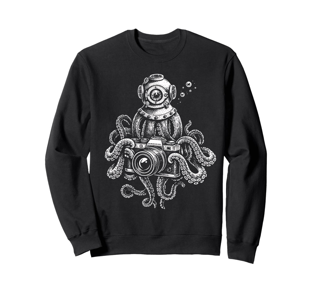 Octopus Camera Photographer Art Sweatshirt - Aesthetic Graphic Unisex - T-Shirt, Sweatshirt, Hoodie