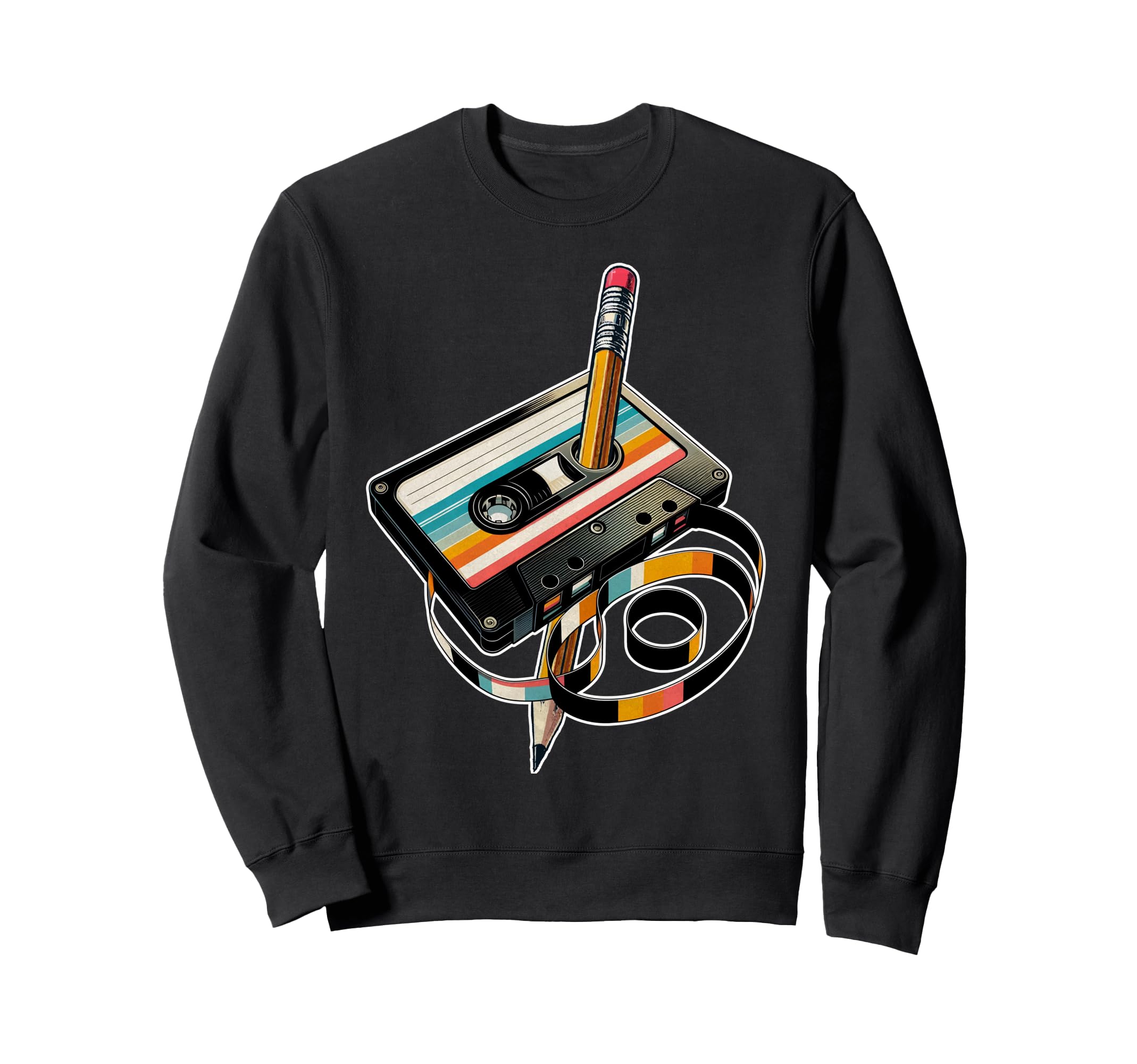 Pencil Rewind Cassette Tape Sweatshirt - Custom Art Print for Adults - T-Shirt, Sweatshirt, Hoodie