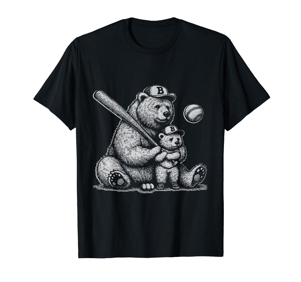 Mom Funny Baseball Bear Mom N Son T-Shirt - Casual Everyday Wear Men Women - T-Shirt, Sweatshirt, Hoodie