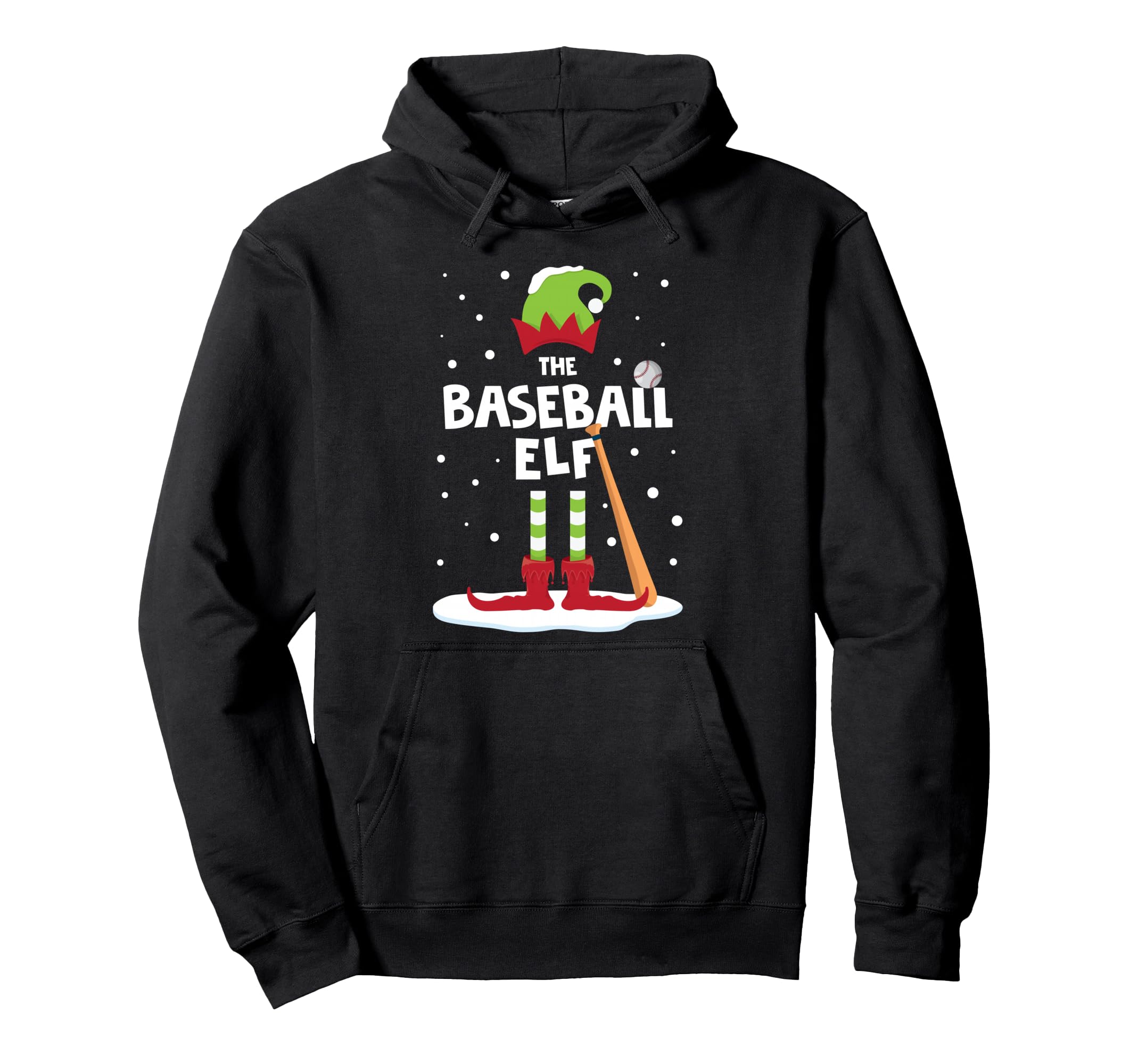 Snowy Baseball Elf Matching Family Costume Hoodie - Graphic Print Men Women - T-Shirt, Sweatshirt, Hoodie