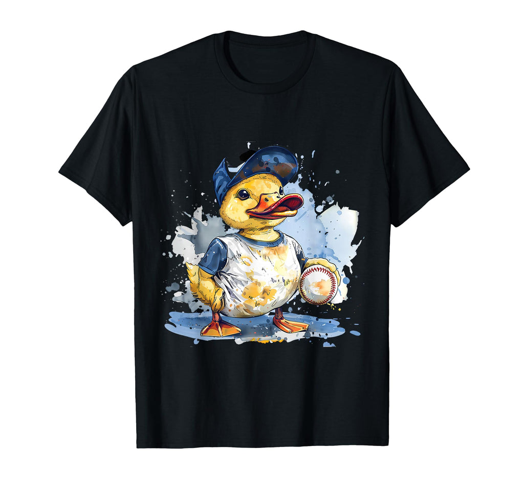 Baseball Player Rubber Duck Watercolor T-Shirt - Trendy Graphic for Adults - T-Shirt, Sweatshirt, Hoodie
