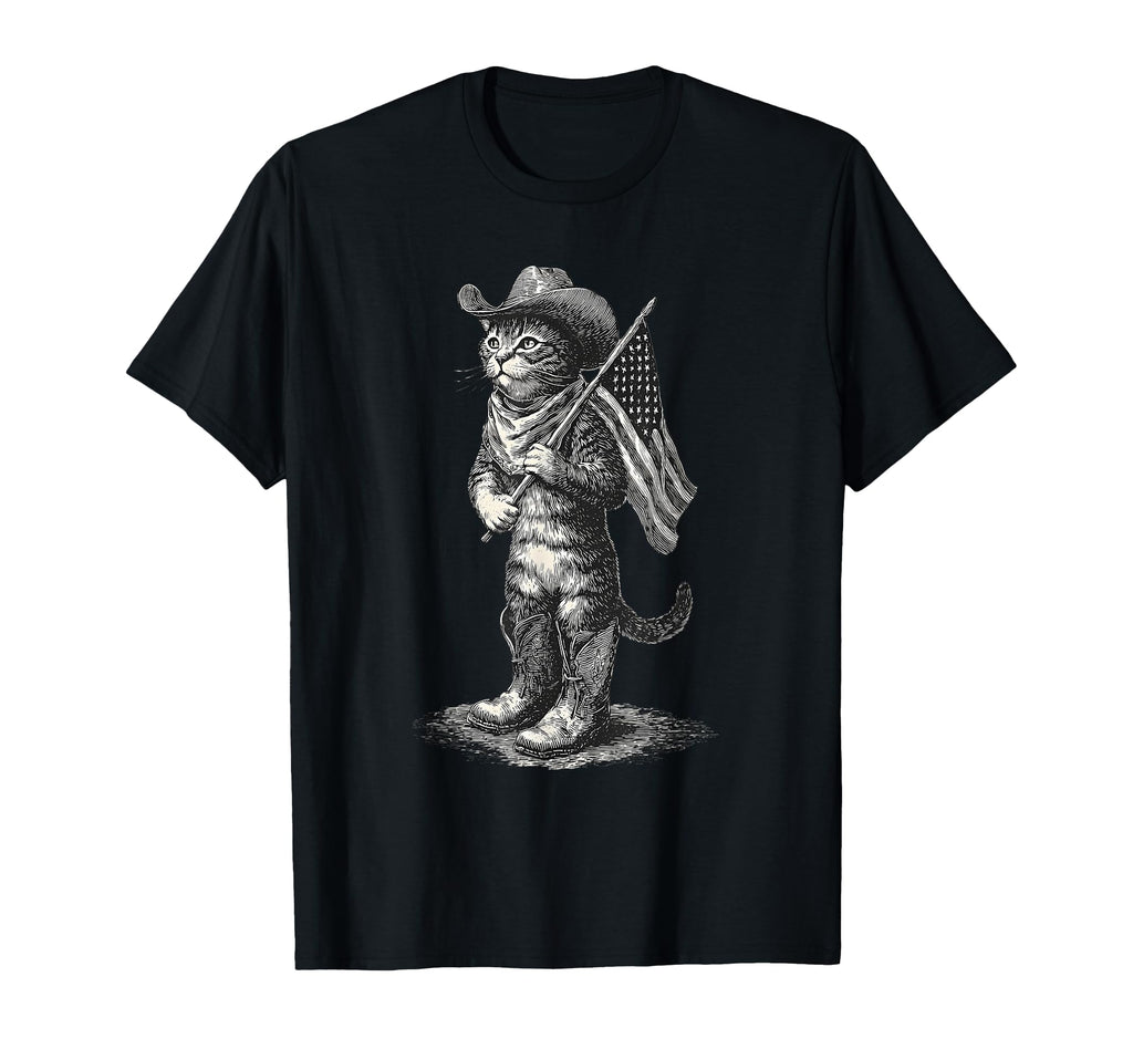 Cowboy Cat Western Country Cowgirl Funny T-Shirt - Novelty Apparel Unisex - T-Shirt, Sweatshirt, Hoodie