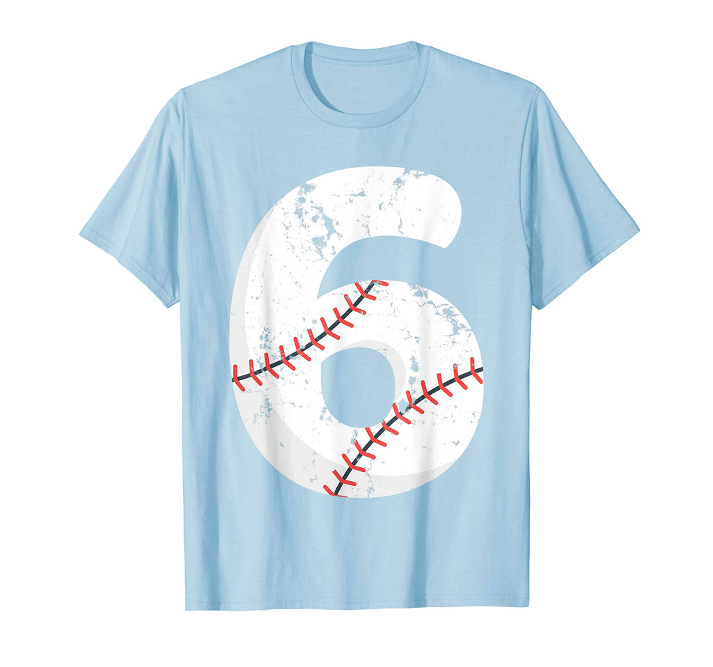 Number 6 Baseball Distressed Team T-Shirt - Casual Everyday Wear Men Women - T-Shirt, Sweatshirt, Hoodie