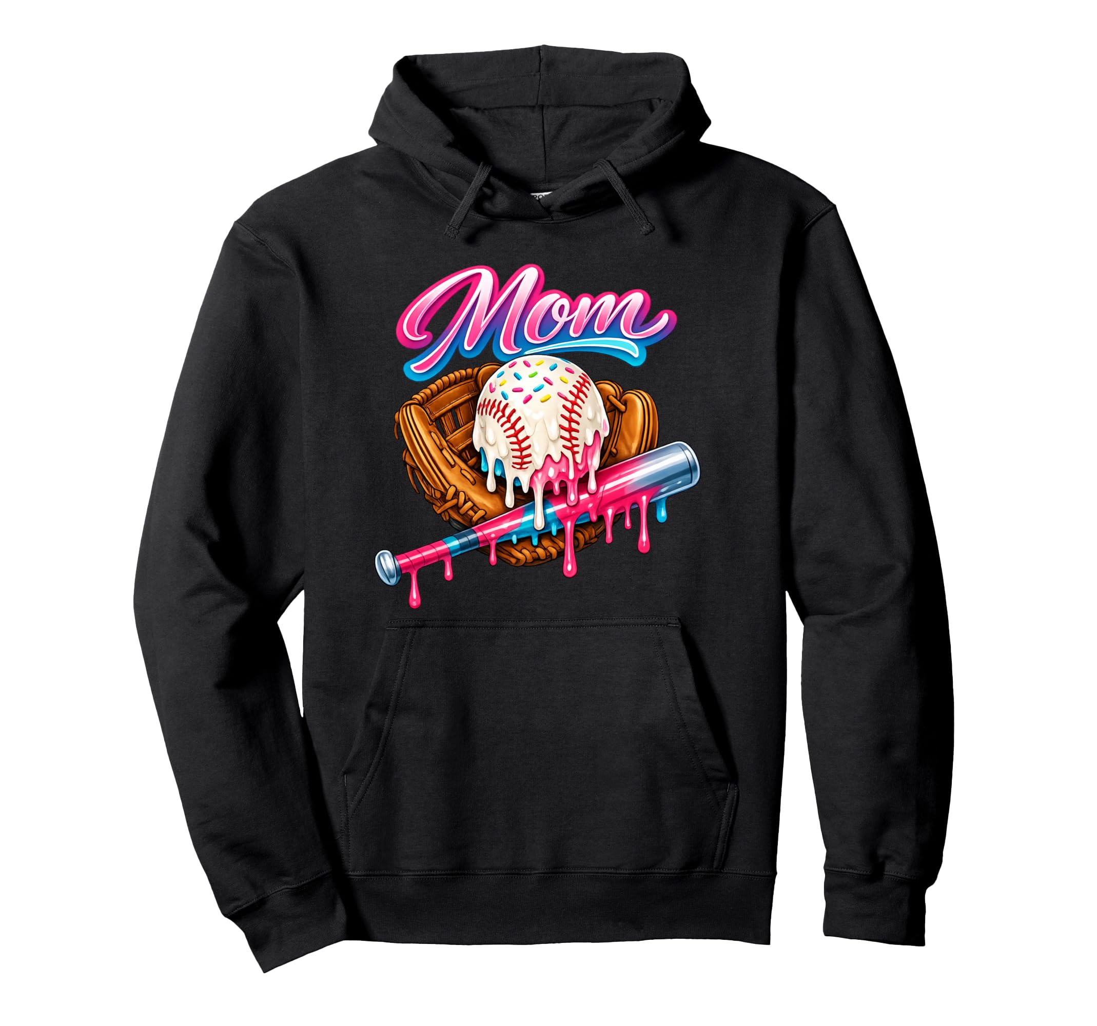 Baseball Mom Ice Cream Drip Baseball Hoodie - Aesthetic Graphic Unisex - T-Shirt, Sweatshirt, Hoodie