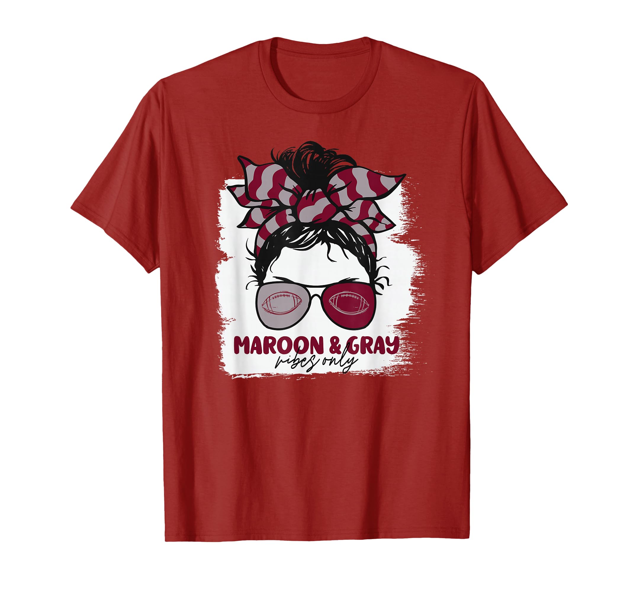 Maroon And Gray Vibes Only Football Mom T-Shirt - Graphic Print Unisex - T-Shirt, Sweatshirt, Hoodie