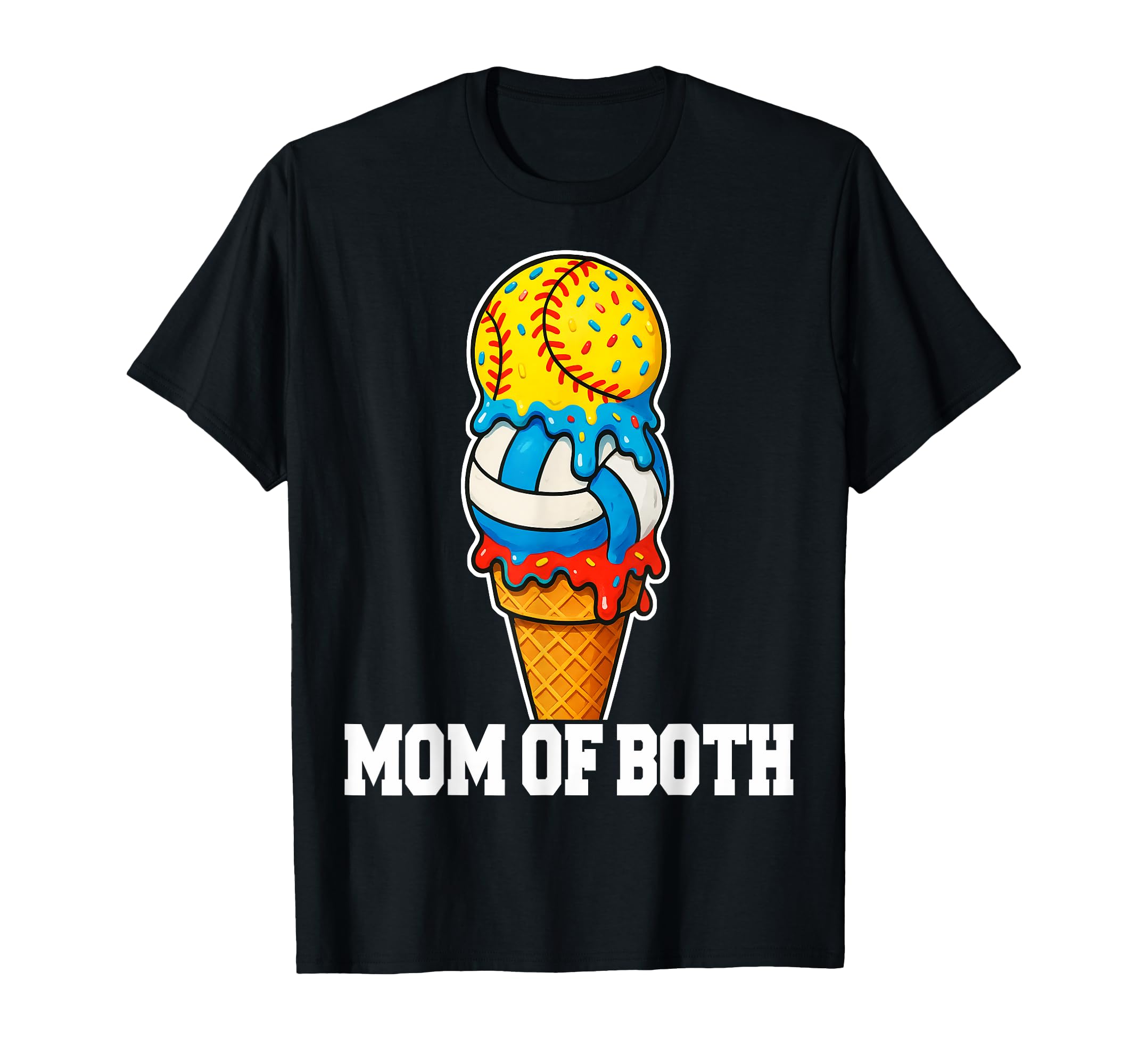 Softball Volleyball Mom Ice Cream Drip T-Shirt - Custom Art Print Unisex - T-Shirt, Sweatshirt, Hoodie