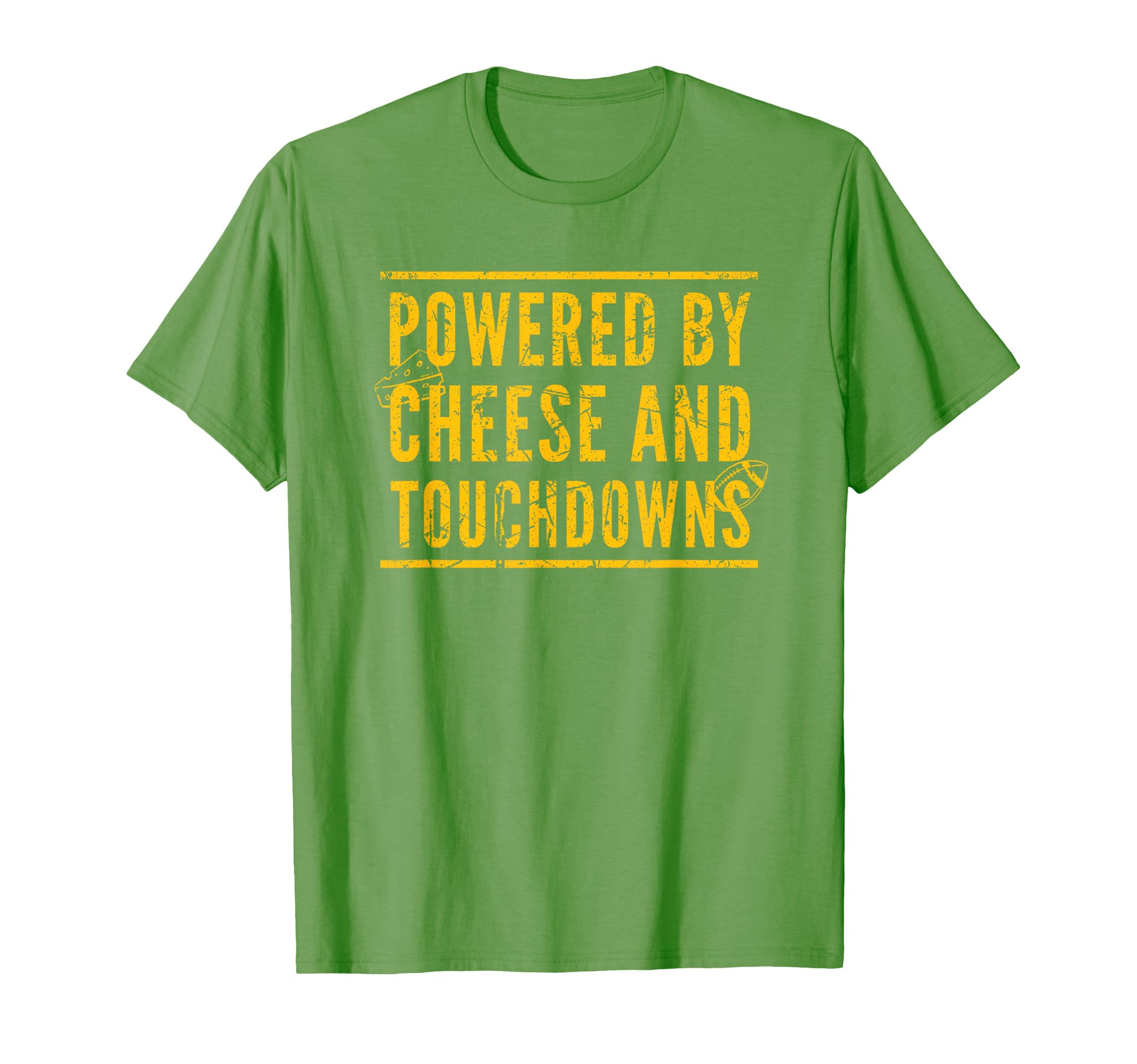 Powered Cheese And Football Distressed T-Shirt - Custom Art Print Men Women - T-Shirt, Sweatshirt, Hoodie