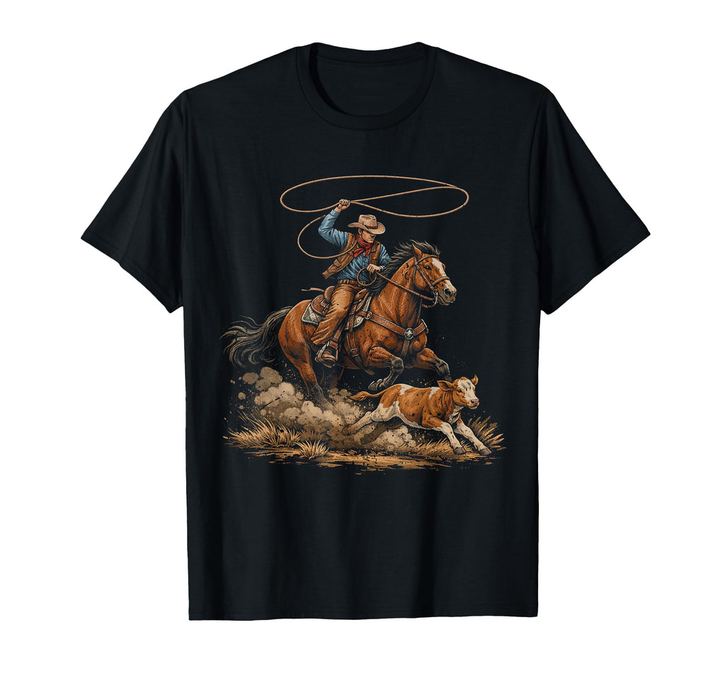 Cowboy Roping Calf Rodeo Country T-Shirt - Streetwear Style for Adults - T-Shirt, Sweatshirt, Hoodie
