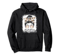 Bleached Baseball Mom Messy Bun Baseball Hoodie - Graphic Print Unisex - T-Shirt, Sweatshirt, Hoodie