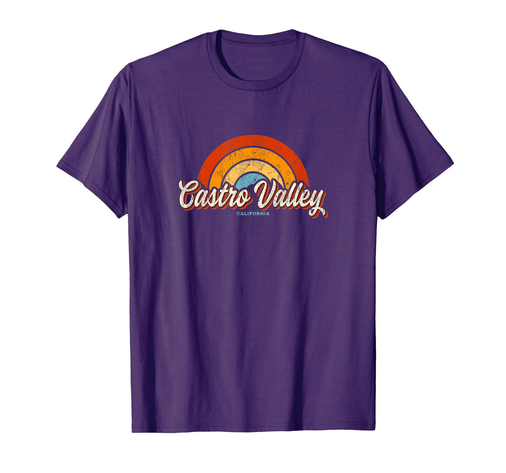 Castro Valley California Ca Rainbow 70S T-Shirt - Aesthetic Graphic Unisex - T-Shirt, Sweatshirt, Hoodie