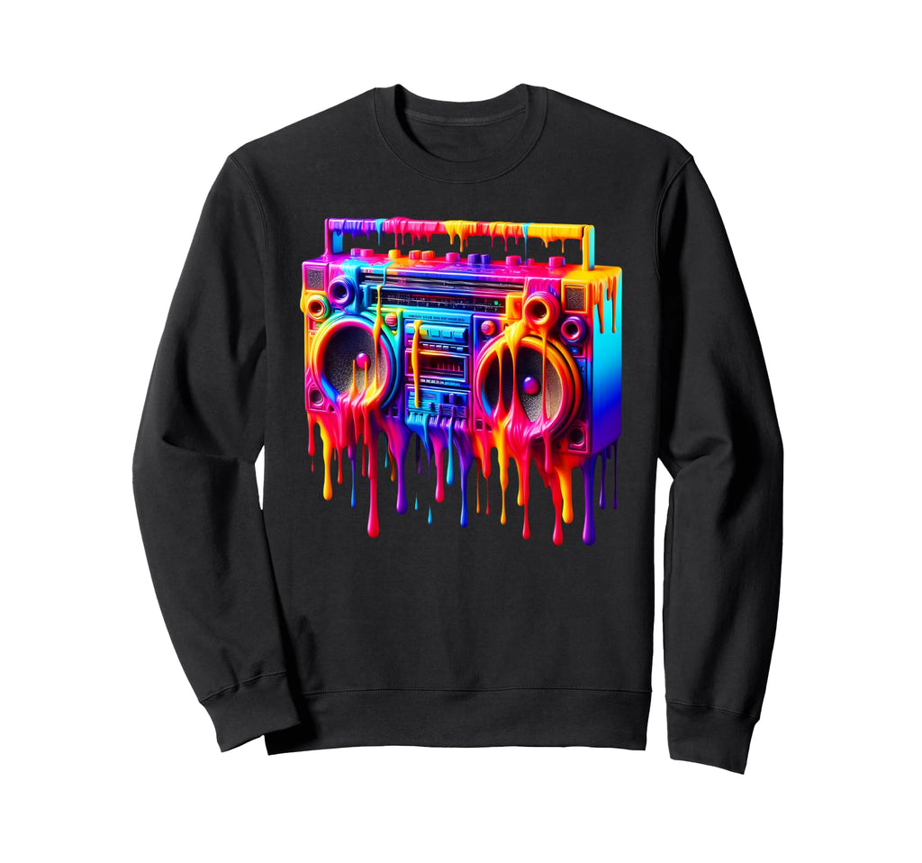 Dripping Paint Boombox Old School Sweatshirt - Casual Everyday Wear Unisex - T-Shirt, Sweatshirt, Hoodie