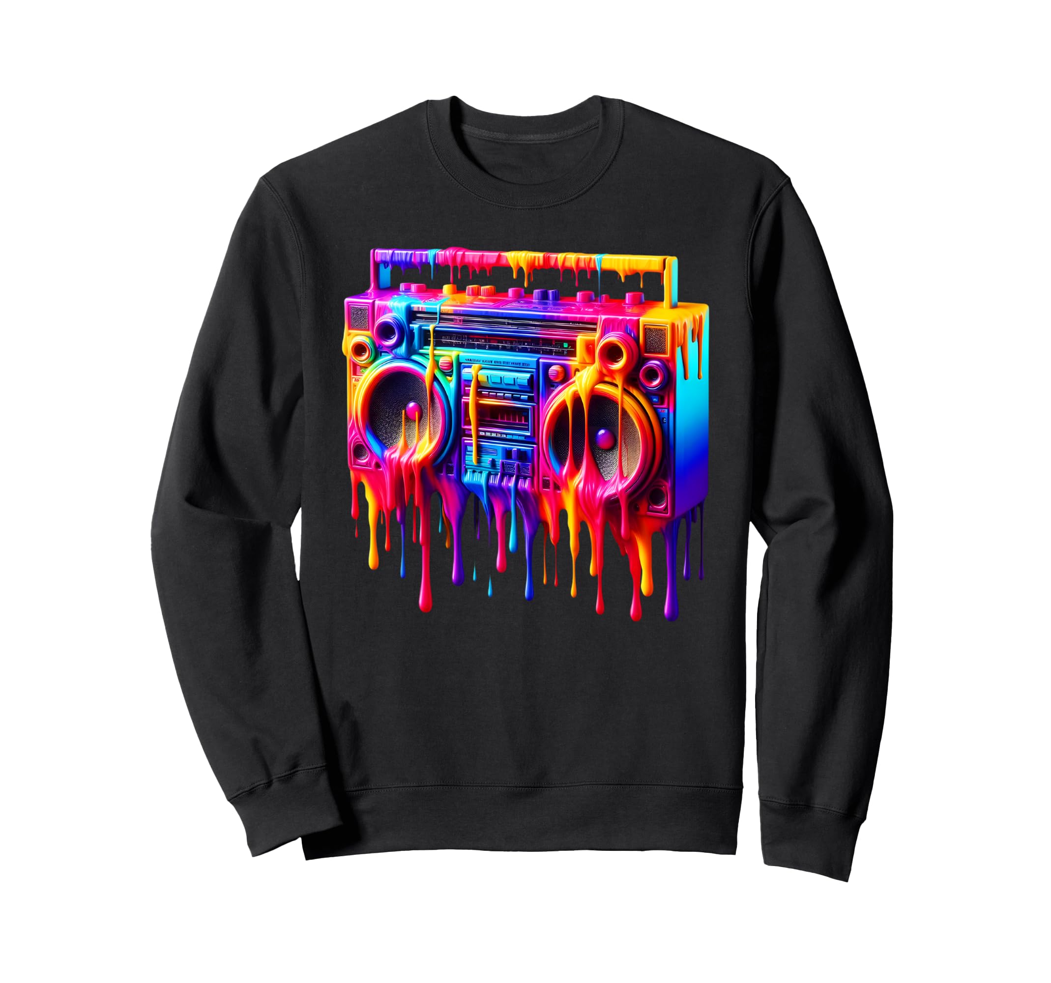 Dripping Paint Boombox Old School Sweatshirt - Casual Everyday Wear Unisex - T-Shirt, Sweatshirt, Hoodie