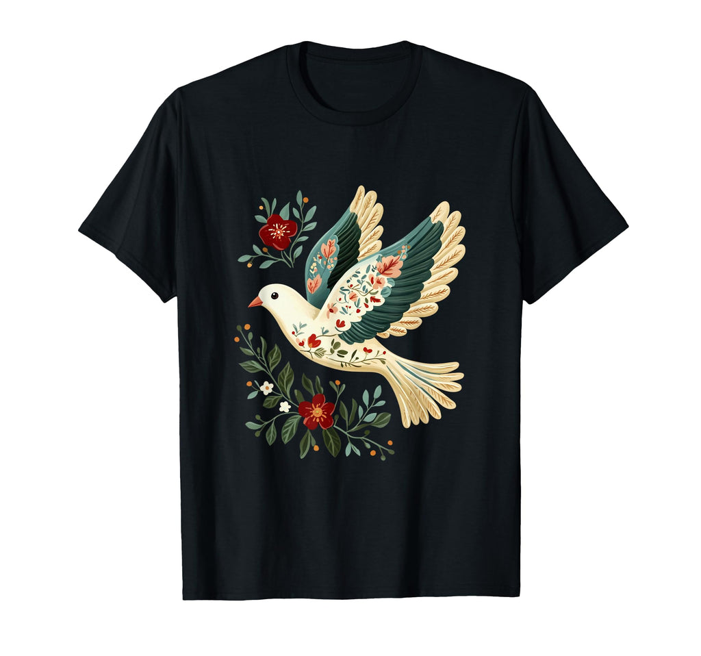 Peace Dove And Floral Flowers Love And T-Shirt - Fun Novelty Design Unisex - T-Shirt, Sweatshirt, Hoodie