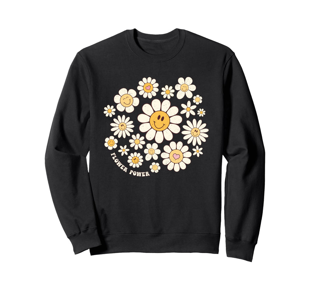 Flower Power Smile Face Flower Happy Sweatshirt - Graphic Print Unisex - T-Shirt, Sweatshirt, Hoodie