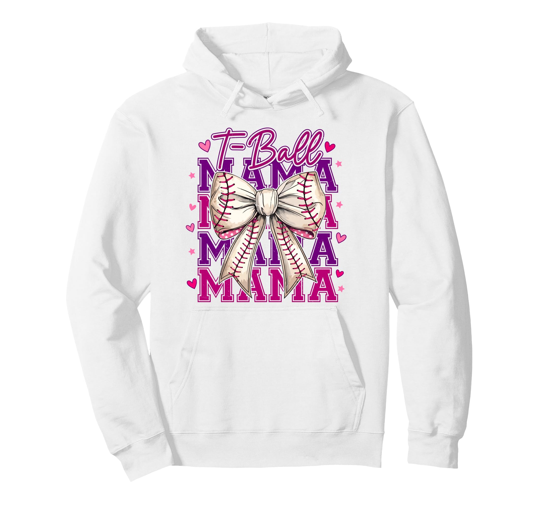 T Ball Mama Baseball Mom Coquette Bow Hoodie - Casual Everyday Wear Unisex - T-Shirt, Sweatshirt, Hoodie