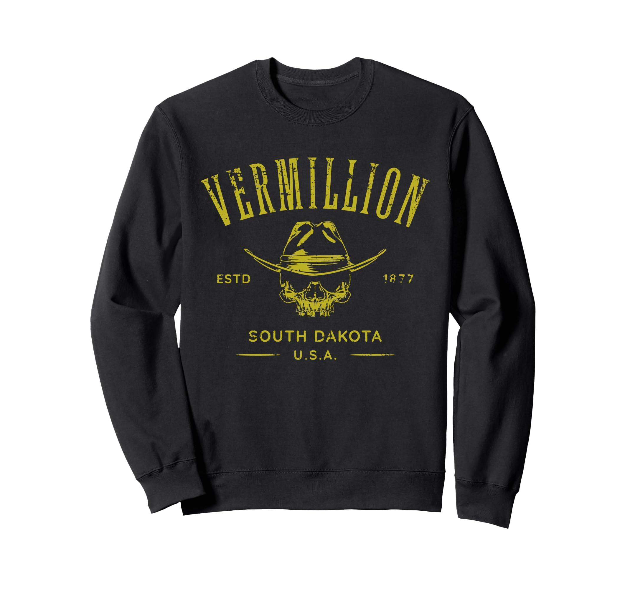 Vermillion South Dakota Distressed Sweatshirt - Minimalist Print Men Women - T-Shirt, Sweatshirt, Hoodie