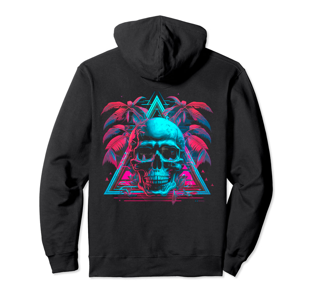 Skull Vaporwave Retrowave Aesthetic Hoodie - Minimalist Print Men Women - T-Shirt, Sweatshirt, Hoodie