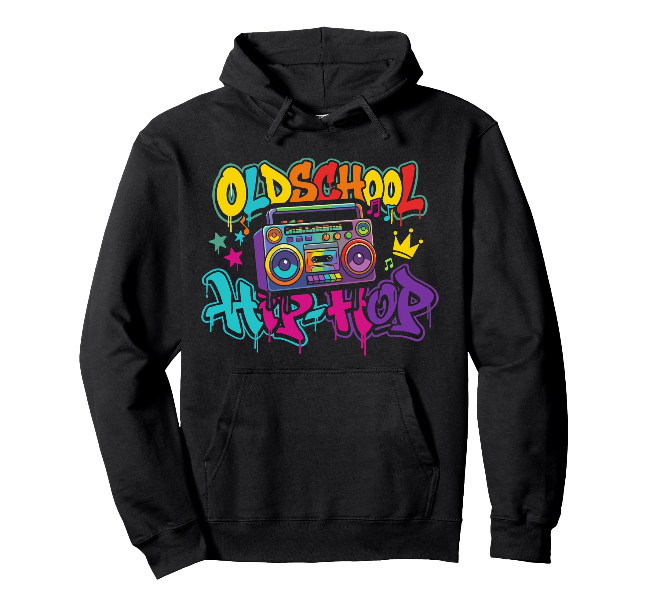 Oldschool Hip Hop Boombox Graffiti 90S Hoodie - Graphic Print for Adults - T-Shirt, Sweatshirt, Hoodie