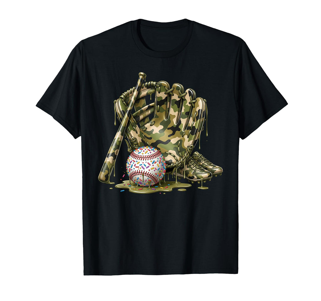 Camo Baseball Drip Ice Cream Baseball T-Shirt - Novelty Apparel Men Women - T-Shirt, Sweatshirt, Hoodie