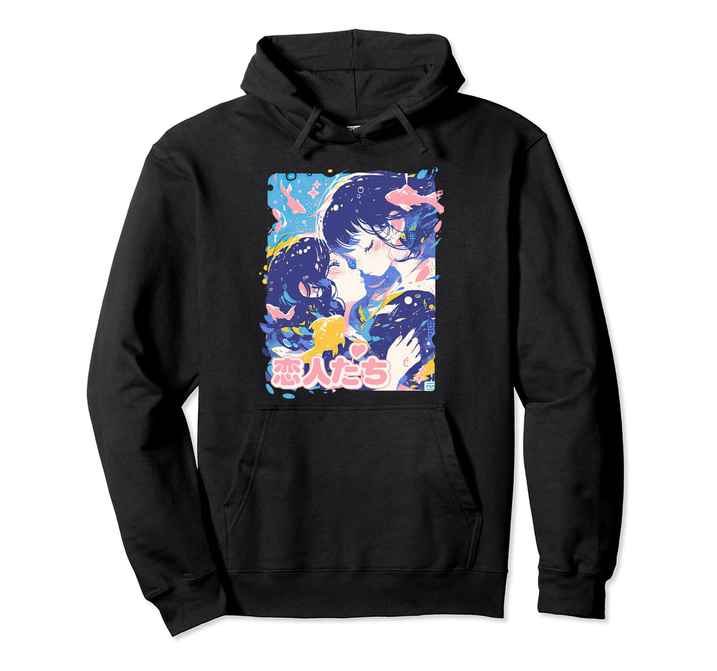 Anime Couple Y2K Aesthetic Pastel Hoodie - Minimalist Print for Adults - T-Shirt, Sweatshirt, Hoodie